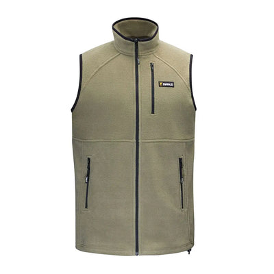 Khaki fleece vest with black trim, Swazi Sherpa Vest for cozy style