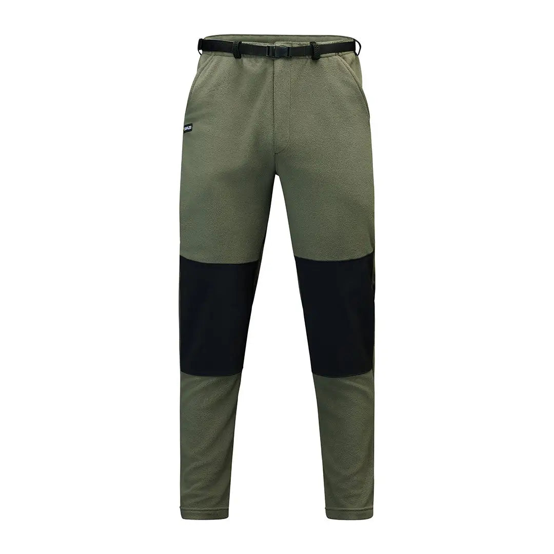Olive green Swazi Steevos hiking pants with black knee patches made from aegis® chinook fabric