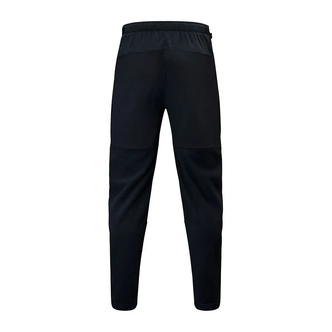 Black athletic pants made from aegis® Chinook fabric and 210gsm microfleece
