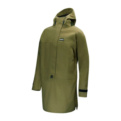 Olive green hooded anorak on Swazi Tahr XP Smock for top-of-the-line wet weather gear