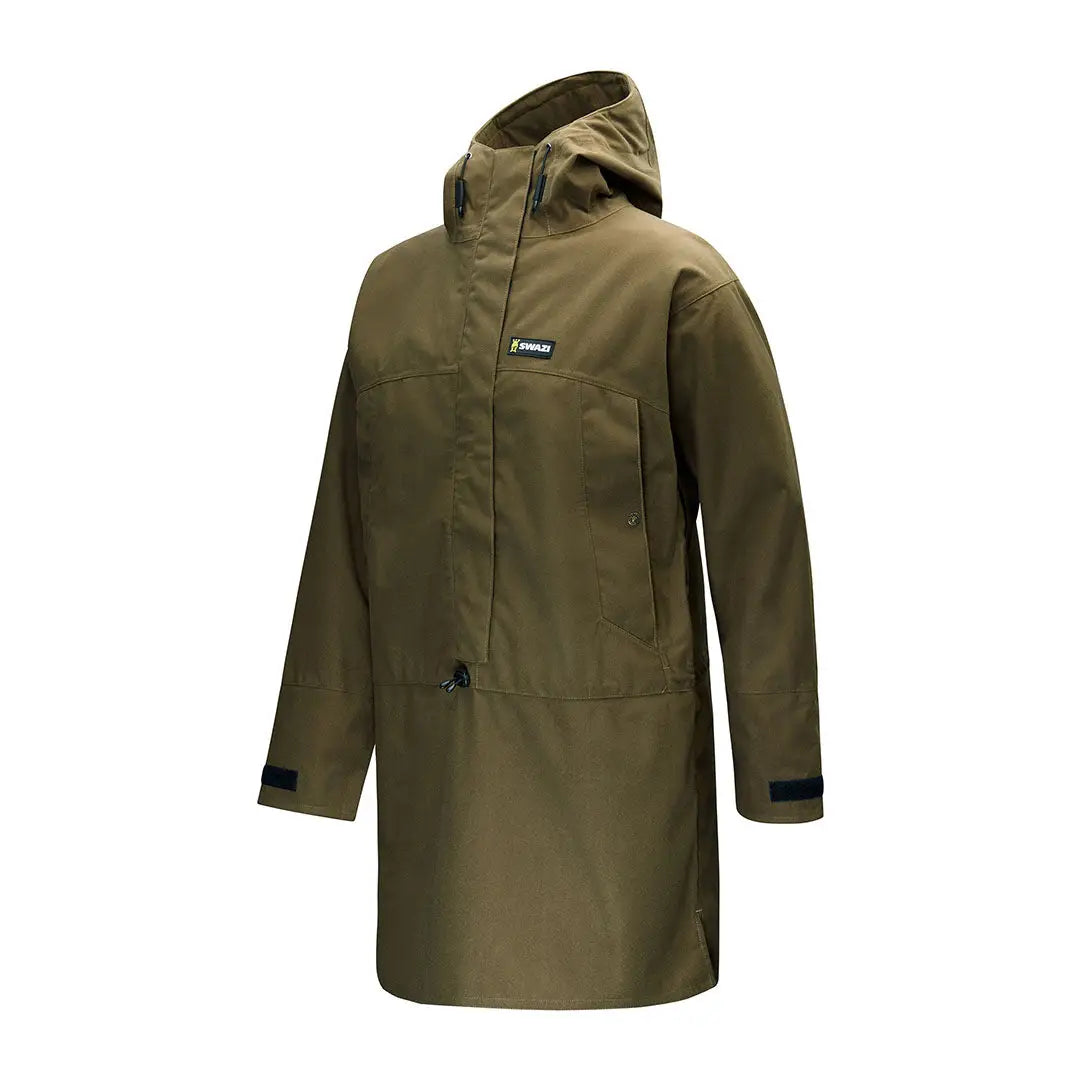 Olive green hooded parka as part of the Tahr XP Smock wet weather jackets lineup