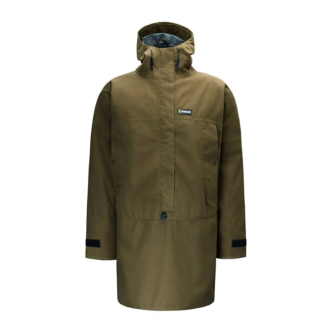 Olive green hooded anorak from Swazi Tahr XP Smock, perfect for wet weather jackets