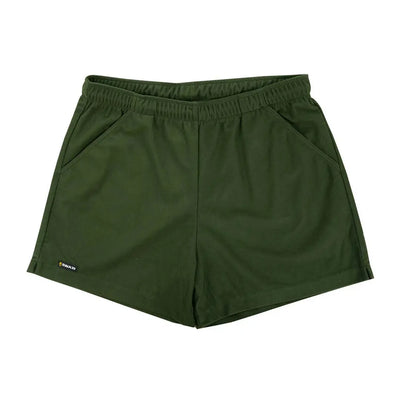 Olive green athletic shorts showcasing Swazi Trojan Shorts for active wear
