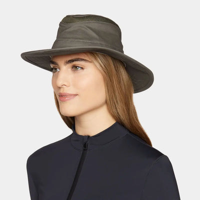 Olive green Tilley Hikers Airflow Hat perfect for outdoor adventures and sun protection