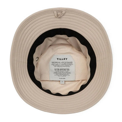 Beige Tilley Logo Technical T1 Bucket hat perfect for outdoor adventures