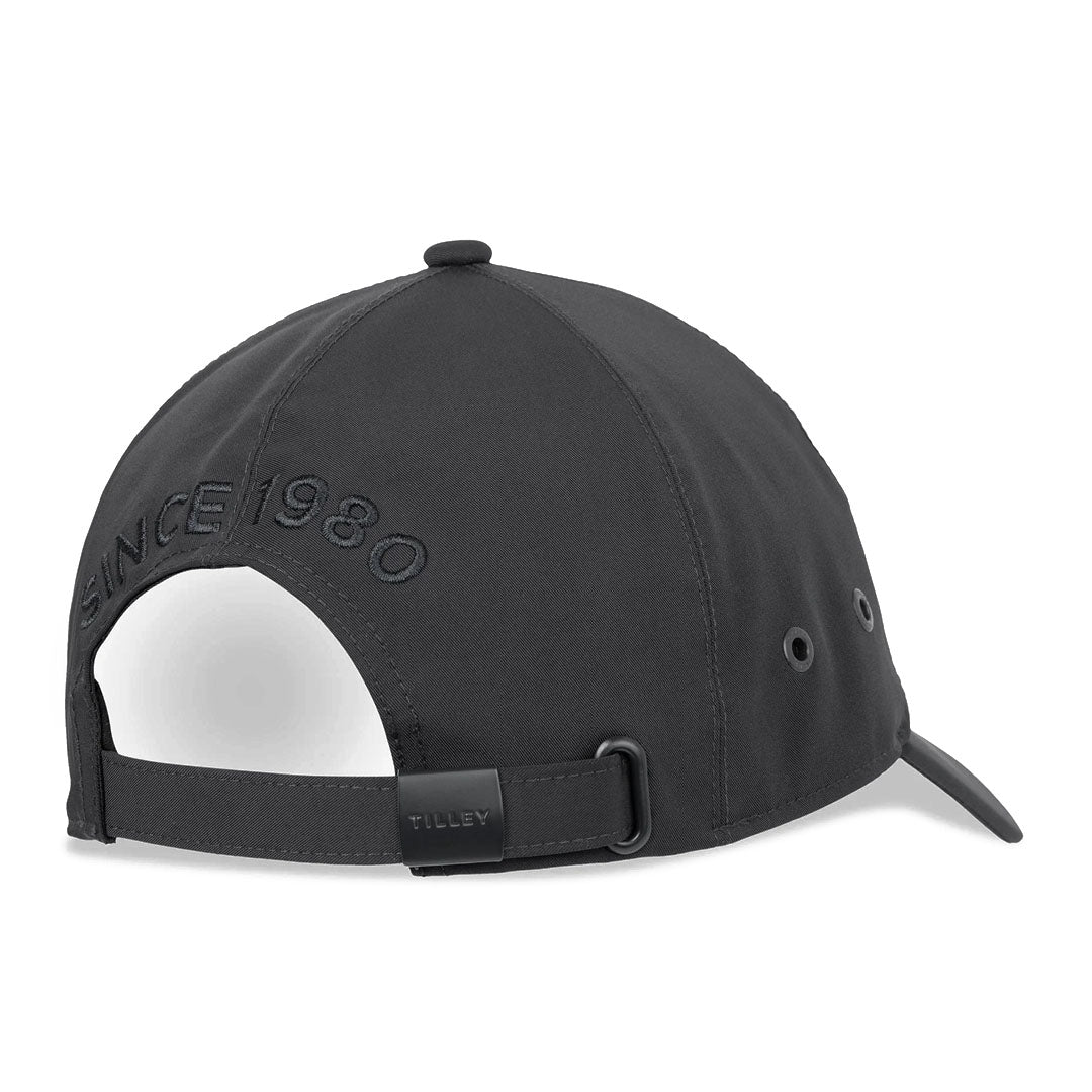 Black baseball cap from Tilley Tech Travel Cap, perfect for your outdoor adventures