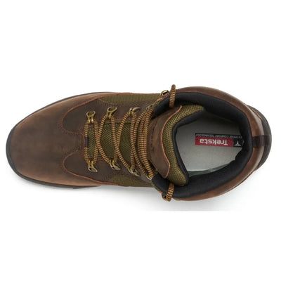 Brown leather Gore-Tex waterproof boot with olive green laces from Treksta Warwick GTX hunting boots