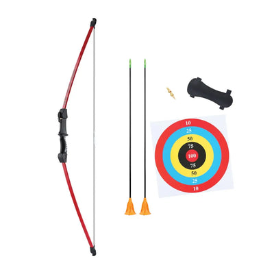 Red and black Umarex NXG Youth Cadet bow kit with arrows and target for young archers