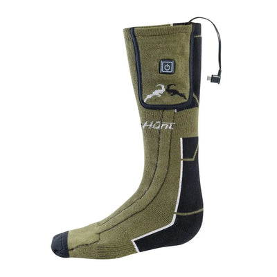 Heated olive green sock from Verney Carron Heated Socks for cozy comfort