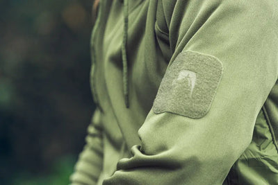 Olive green Viper Armour Hoodie featuring sleeve patch and ribtech bonded fleece style