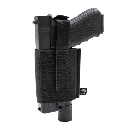 Black handgun holster with flashlight mount, perfect for Viper VX Pistol Sleeve use