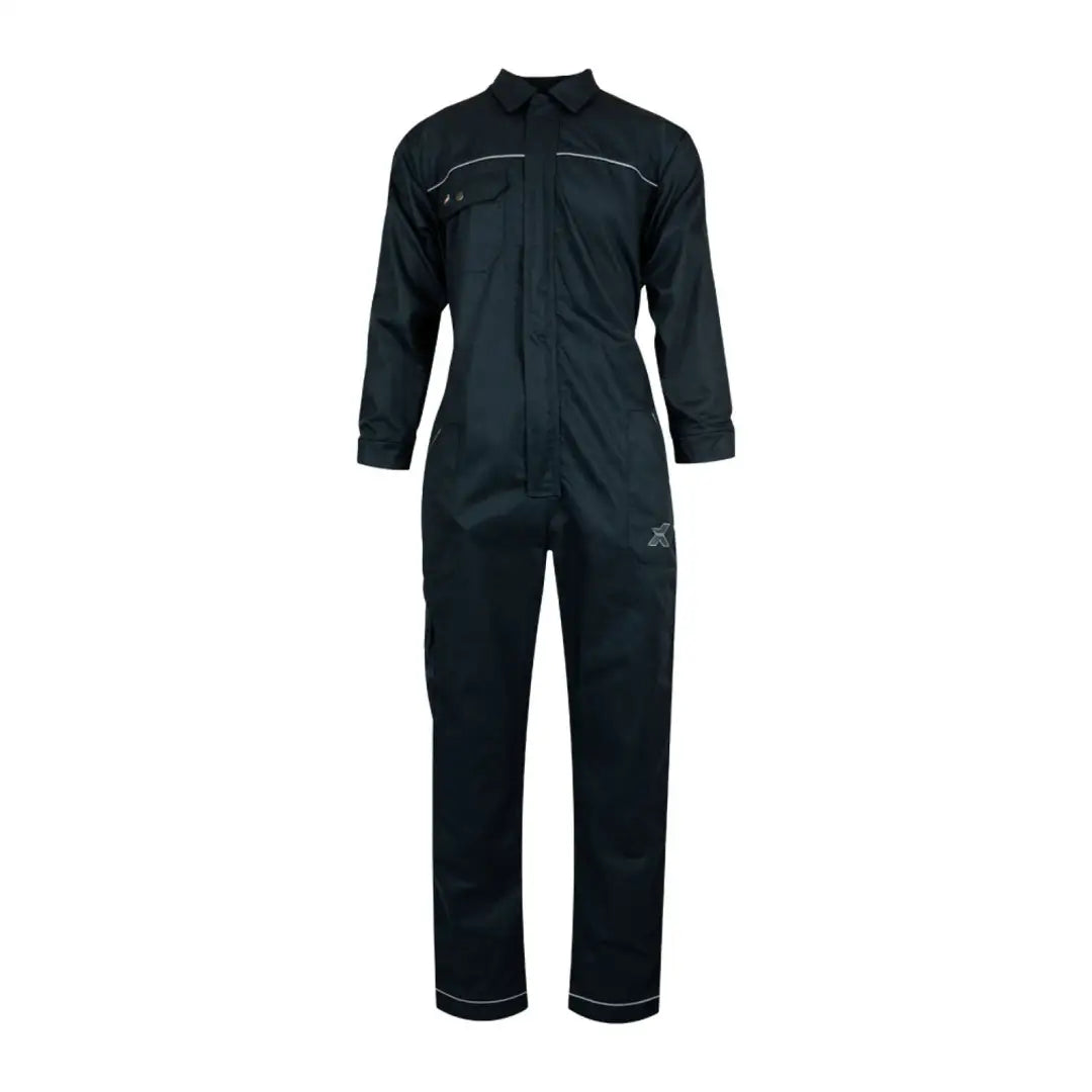 Dark blue Xpert Core Zip-Front Coverall with reflective stripes for outdoors and country clothing