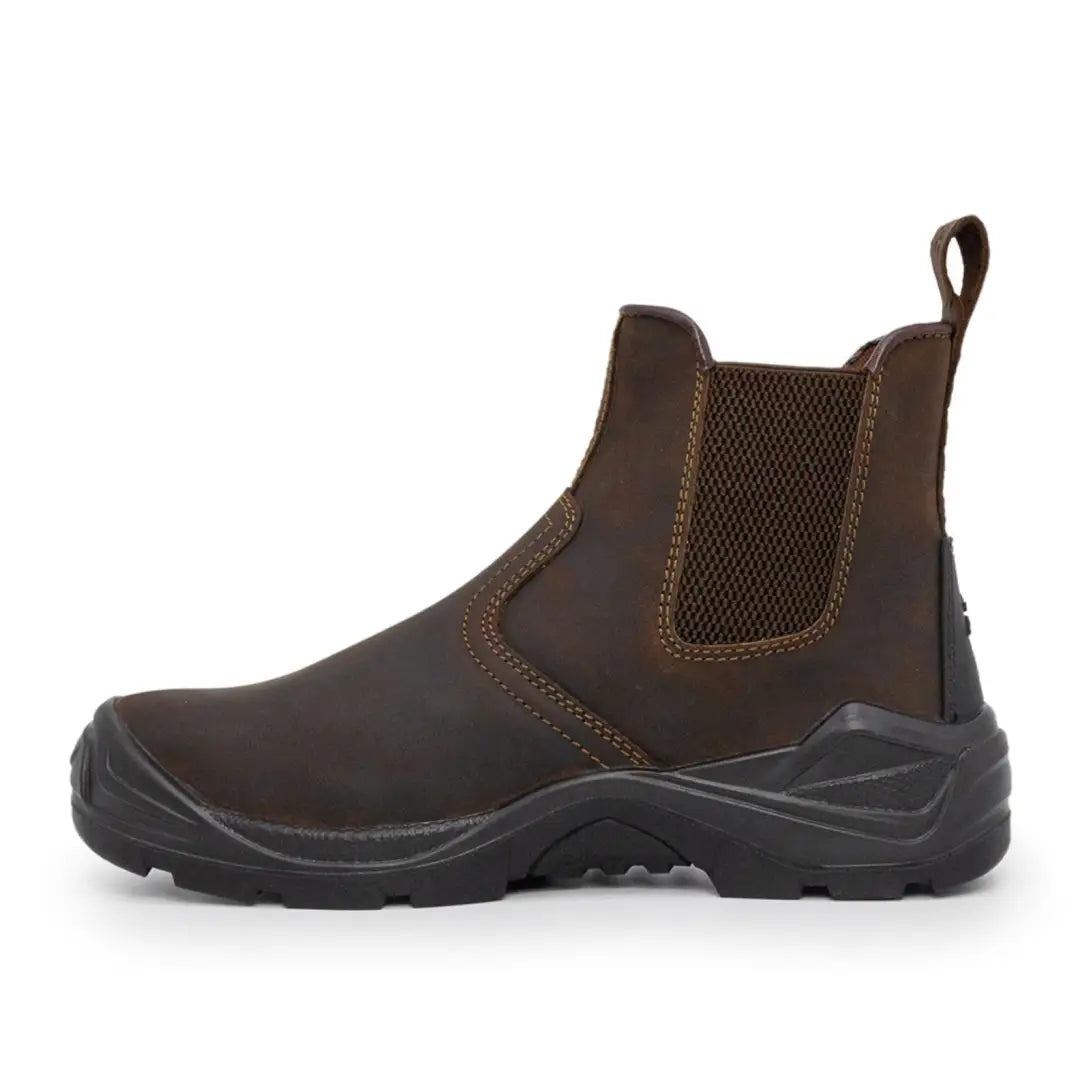 Xpert Defiant S3 Safety Dealer Boot in dark brown leather with rugged sole