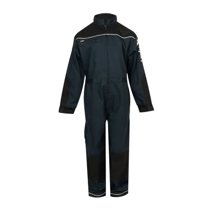 Dark blue Xpert Pro Junior Coverall with black shoulder panels and reflective stripes