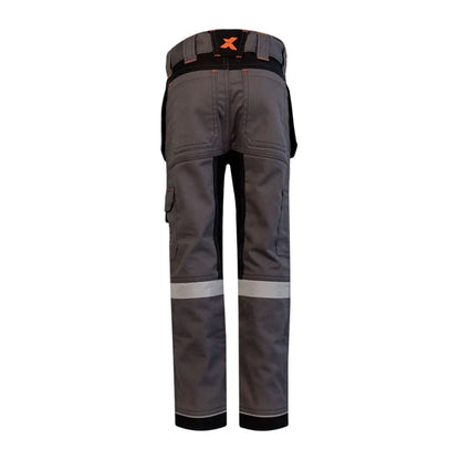 Gray and black Xpert Pro Junior Stretch Work Trouser with reflective stripes and pockets