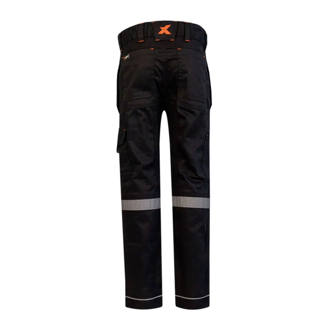 Black Xpert Pro Junior Stretch Work Trouser with reflective stripes and cargo pockets