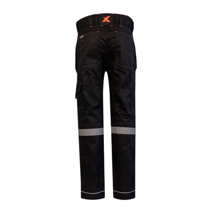 Black Xpert Pro Junior Stretch Work Trouser with reflective stripes and cargo pockets