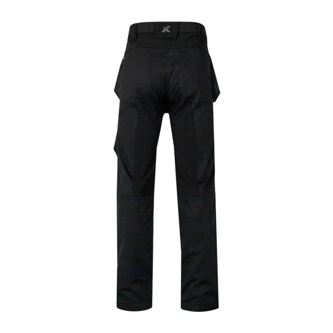 Black men’s outdoor work trouser with kidney belt and subtle branding for country clothing