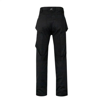 Black men’s outdoor work trouser with kidney belt and subtle branding for country clothing