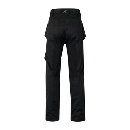 Black men’s outdoor work trouser with kidney belt and subtle branding for country clothing