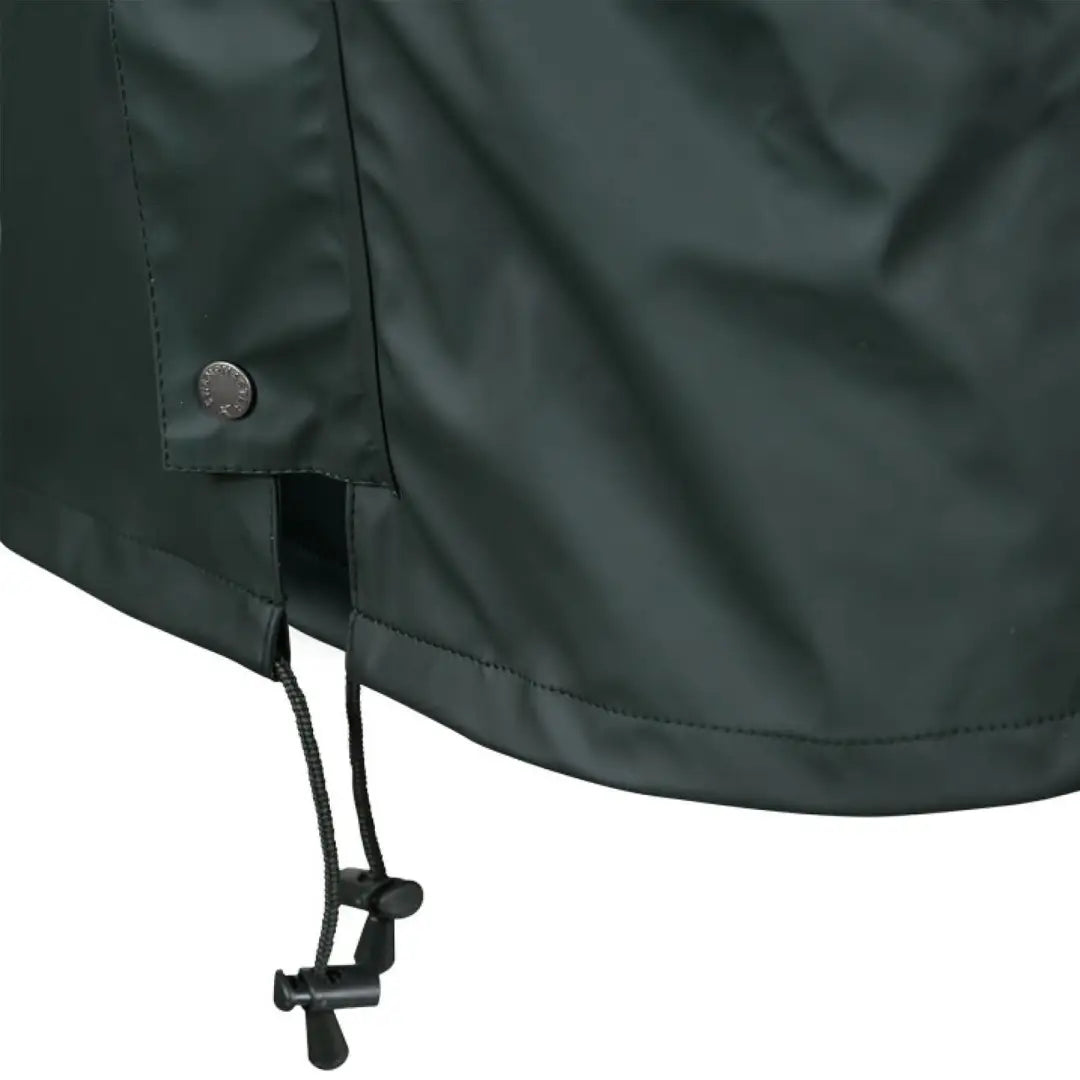 Dark green Xpert Swampmaster Stormgear waterproof jacket fabric with drawstring toggle closure
