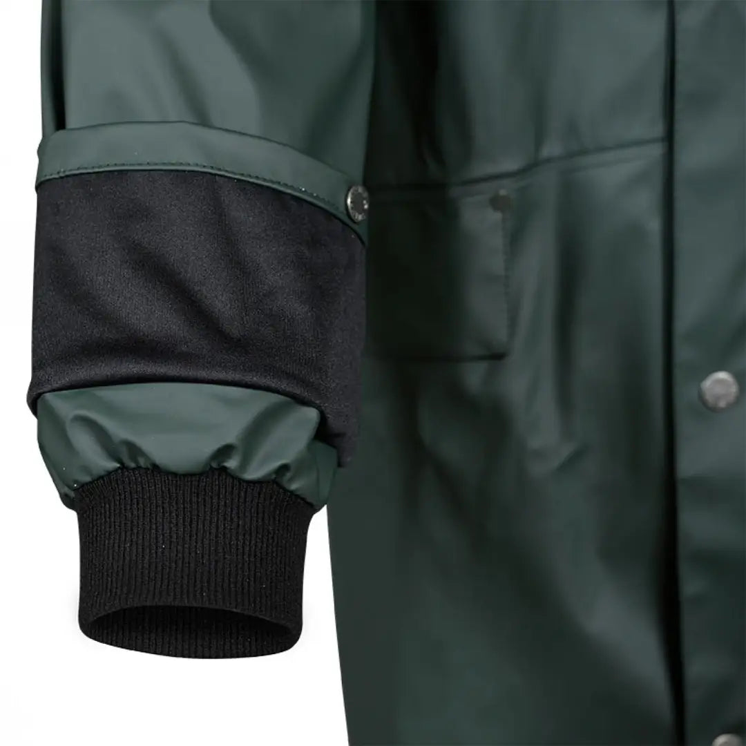 Close-up of Xpert Swampmaster Stormgear waterproof jacket sleeve with black ribbed cuff