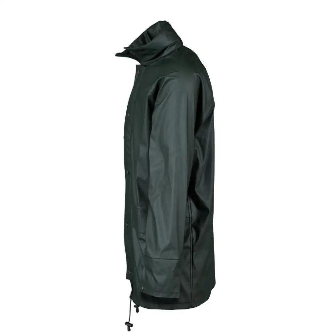 Dark green Xpert Swampmaster Stormgear waterproof jacket with high collar and drawstring hem