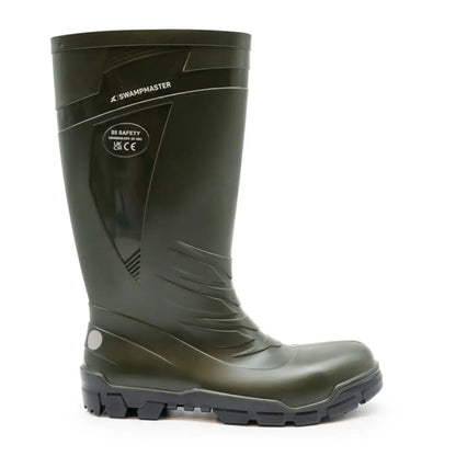 Dark green Xpert Swampmaster Titan S5 Safety PVC Wellington with chunky sole