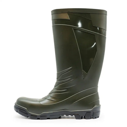 Olive green Xpert Swampmaster Titan S5 Safety PVC Wellington rain boot with chunky sole