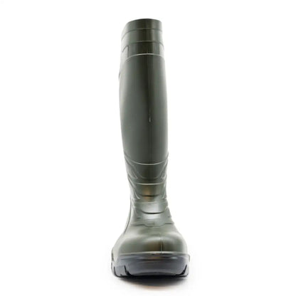 Dark green Xpert Swampmaster Titan S5 Safety PVC Wellington boot with reinforced toe
